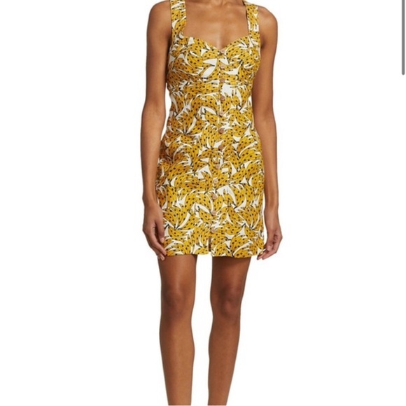 FARM Rio Dresses & Skirts - FARM Rio Yellow and White Banana Print 100% Linen Mini Dress